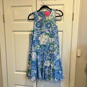 Lilly Pulitzer Blue, White & Green Floral Sleeveless Dress